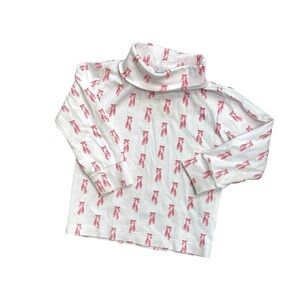 Little English Bow Print Cotton Turtleneck Long sleeve Shirt